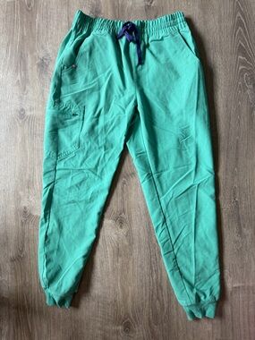 Turquoise Green Scrub Pants with Drawstring